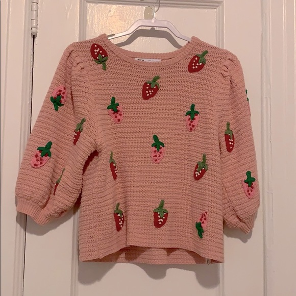 strawberry sweater zara